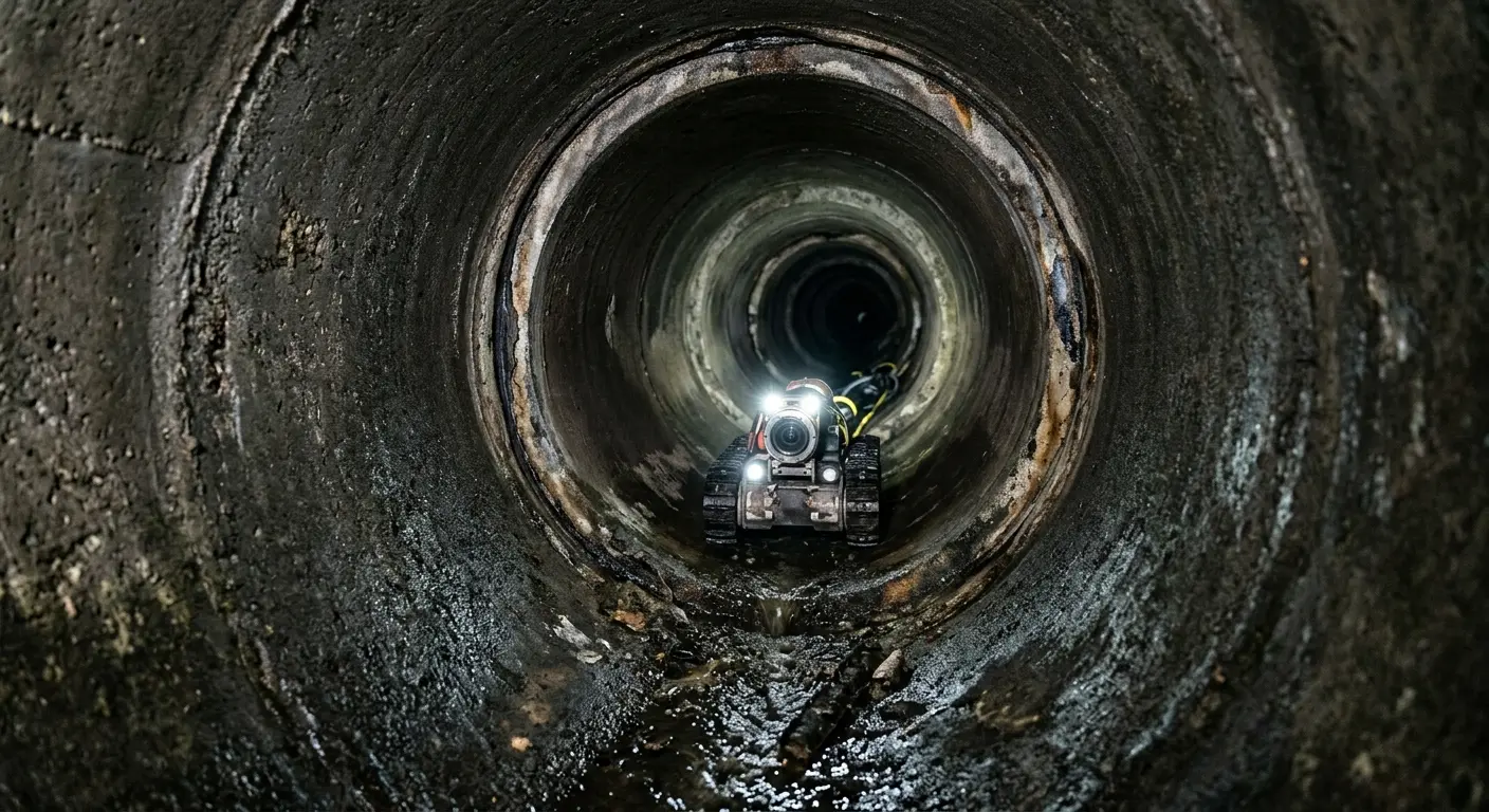 Robotic sewer camera inspecting pipe interior for Sewer Line Repair in Normal