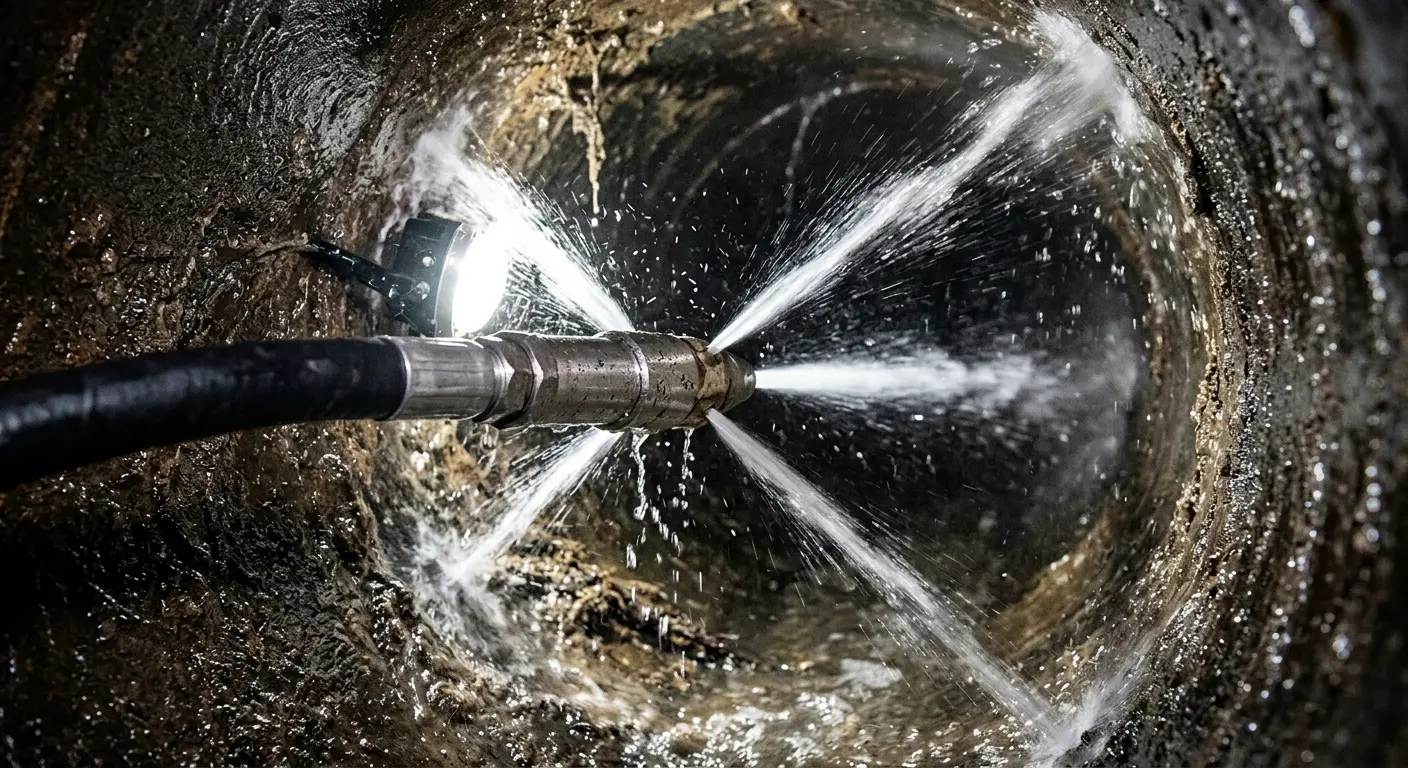 High-pressure hydro jetting nozzle cleaning sewer pipe for Trenchless Sewer Repair in Normal
